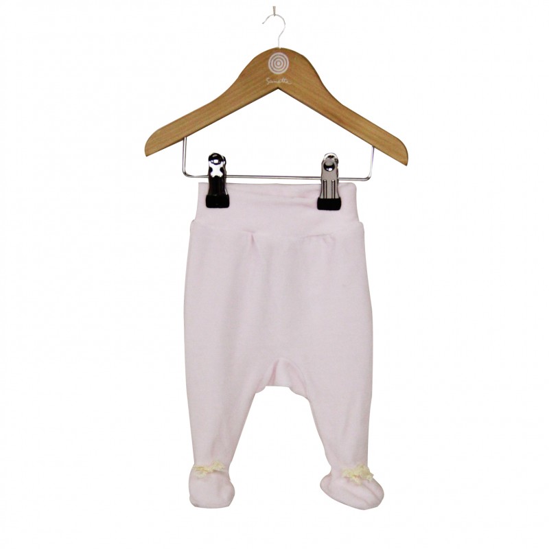 Velour Baby Leggings with Bow Motif