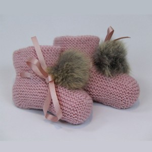 Hand Knitted Booties with Fur